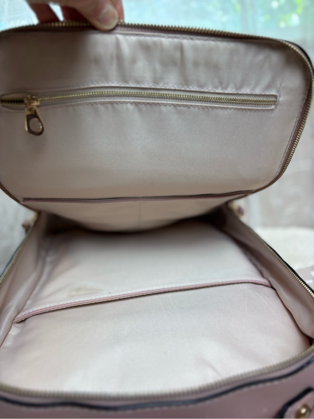 Cal Pak Kaya Faux Leather Lap Top Back Pack in Blush Color Gold Tone Hardware - Picture 12 of 13